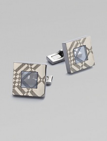 A tony twill pattern gives these smart cuff links undeniable style.94% brass/4% stainless steel/2% enamel½ squareImported A tony twill pattern gives these smart cuff links undeniable style.94% brass/4% stainless steel/2% enamel½ squareImported