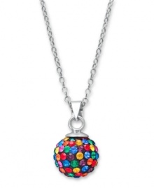 Are you ready for the dance floor? Unwritten's disco-ball inspired pendant necklace features a multicolored crystal design strung from a sterling silver setting and chain. Approximate length: 18 inches. Approximate drop: 2/3 inch. Are you ready for the dance floor? Unwritten's disco-ball inspired pendant necklace features a multicolored crystal design strung from a sterling silver setting and chain. Approximate length: 18 inches. Approximate drop: 2/3 inch.
