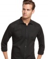 Refine your day-to-day style with a tuxedo-pleated shirt from Kenneth Cole New York.