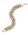 Braided beauty. This gilded Alfani bracelet features a twisted silhouette set in gold tone mixed metal. Approximate length: 8 inches.