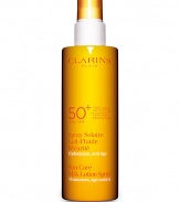 High protection for the body that protects skin from the damaging affects of sun exposure. This lightweight spray offers high protection and is water and perspiration resistant. 5.3 oz. 