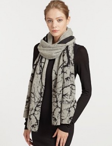 An ultra-soft, ultra-luxe cashmere design is adorned with a large tree print.Cashmere24 X 74Dry cleanImported An ultra-soft, ultra-luxe cashmere design is adorned with a large tree print.Cashmere24 X 74Dry cleanImported