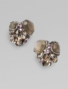 From the Lucite Grey Gardens Collection. A radiant cluster of pastel Swarovski crystals and soft grey moonstones in an arresting prong setting.MoonstoneCrystalRuthenium platedDiameter, about 1Clip backMade in USA From the Lucite Grey Gardens Collection. A radiant cluster of pastel Swarovski crystals and soft grey moonstones in an arresting prong setting.MoonstoneCrystalRuthenium platedDiameter, about 1Clip backMade in USA