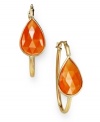 A touch of color livens any look. These stunning 10k gold hoop earrings feature pear-cut carnelian stones (5 ct. t.w.). Approximate drop: 1 inch.