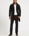 EXCLUSIVELY AT SAKS.COM. A touch of cashmere gives this double-breasted jacket with an elongated design instant appeal.Notched collarChest pocketsButton closureFlap pocketsBack ventAbout 38 from shoulder to hem70% wool/20% polyamide/10% cashmereDry cleanImported of Italian fabric