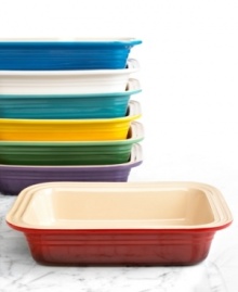 Handcrafted French excellence. Crafted from durable stoneware with a nonstick glazed interior, this deep dish baker moves effortlessly from oven to table with a colorful nod that attests to your great taste. The durable design won't absorb odors or flavors and is resistant to chips & cracks. 5-year warranty. Handcrafted French excellence. Crafted from durable stoneware with a nonstick glazed interior, this deep dish baker moves effortlessly from oven to table with a colorful nod that attests to your great taste. The durable design won't absorb odors or flavors and is resistant to chips & cracks. 5-year warranty.