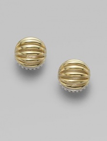 From the Interlude Collection. Beautifully, ridged 18k gold ball studs accented with sterling silver beading. 18k goldSterling silver Size, about .15Post backImported From the Interlude Collection. Beautifully, ridged 18k gold ball studs accented with sterling silver beading. 18k goldSterling silver Size, about .15Post backImported