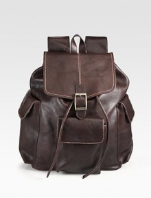 An instant upgrade to any casual ensemble, this stylish backpack crafted from full grain, enzyme-washed vachetta leather, is designed with a roomy interior and ample exterior pockets to securely store your essentials in style.Flap, drawstring closureTop handleExterior flap pocketsInterior zip pocketCotton twill/leather liningLeather17W x 12H x 6DImported An instant upgrade to any casual ensemble, this stylish backpack crafted from full grain, enzyme-washed vachetta leather, is designed with a roomy interior and ample exterior pockets to securely store your essentials in style.Flap, drawstring closureTop handleExterior flap pocketsInterior zip pocketCotton twill/leather liningLeather17W x 12H x 6DImported