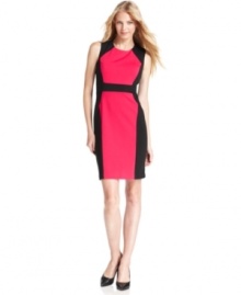 An eye-catching colorblock is the focus on Calvin Klein's latest sheath.