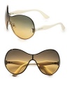 These over-sized frames feature acetate temples. Available in pale gold with green/yellow gradient lens or gunmetal with grey gradient lens. Logo temples100% UV protectionMade in Italy 