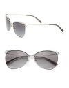 This unique design boasts a chic brow bar and check engraved temples. Available in silver with grey gradient lens and copper with brown gradient lens. Check accented temples100% UV protectionMade in Italy 