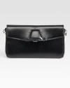 Sumptuous calfskin in a sleek flap-top silhouette with side zippers.Slide-lock flap closureCenter zip compartmentTwo inside open pocketsTwelve credit card slotsLeather lining7¼W X 4¼H X 1DImported