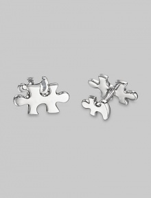 Pieces to the puzzle of life, in sterling silver, large in front, smaller on the t-back. Front length, about 1 Made in USA Pieces to the puzzle of life, in sterling silver, large in front, smaller on the t-back. Front length, about 1 Made in USA