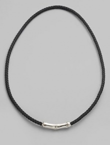 A tightly woven necklace that maintains its shape and strength over time in fine leather with a sterling silver station detail. From the Bali Collection Leather Sterling silver Length, about 20 Push-lock clasp Imported