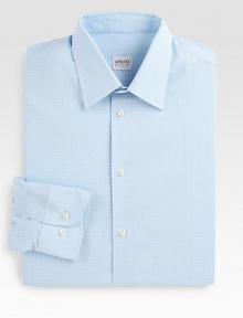 Clean, check pattern adorns this classic dress essential shaped in fine cotton.Buttonfront87% cotton/ 13% linenMachine washImported Clean, check pattern adorns this classic dress essential shaped in fine cotton.Buttonfront87% cotton/ 13% linenMachine washImported