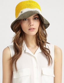A floppy, hand-crocheted straw hat in a dip-dyed, ombré design.Paper strawBrim, about 2Imported A floppy, hand-crocheted straw hat in a dip-dyed, ombré design.Paper strawBrim, about 2Imported