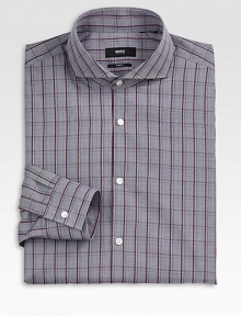 A charming check pattern shapes and defines this classic dress shirt in slim-fitting cotton.Button-frontSpread collarCottonMachine washImported