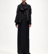 Luxe textured leather, in an edgy, asymmetrical silhouette.Funnel collarConcealed asymmetrical front zipZipper pocketsAsymmetrical hemlineFully linedAbout 22 from shoulder to hemLeatherDry cleanImported of Italian fabricModel shown is 5'11 (180cm) wearing US size 4. 