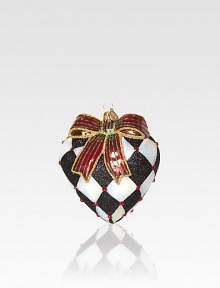 A charming, mouthblown glass ornament is destined for many Christmases to come in handpainted chevrons of ivory and onyx. Glass2½W X 3½HWipe cleanImported A charming, mouthblown glass ornament is destined for many Christmases to come in handpainted chevrons of ivory and onyx. Glass2½W X 3½HWipe cleanImported