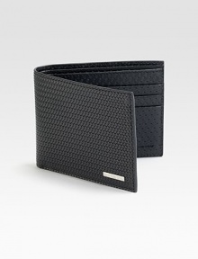 Intricately woven Italian minitreccia leather defines this basic bi-fold design.Two billfold compartmentsSix card slots4½ x 3½Made in Italy Intricately woven Italian minitreccia leather defines this basic bi-fold design.Two billfold compartmentsSix card slots4½ x 3½Made in Italy