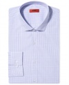 A light checkered print and a flattering slim fit give this Hugo Boss dress shirt its handsome style.