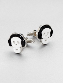 Charming novelty cufflinks crafted in plexiglass and shiny sterling silver.Silver/plasticAbout ¾ x ¾Made in Italy Charming novelty cufflinks crafted in plexiglass and shiny sterling silver.Silver/plasticAbout ¾ x ¾Made in Italy