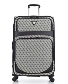 Stepping out is simple. The classic look of this put-together bag puts you on the fast track to easy travel with a durable jacquard exterior and fully-lined interior, which includes a suiter system for wrinkle-free arrivals and an add-a-bag strap for carrying more, always in comfort. 5-year warranty.