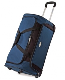 Take your pick between wheeling this duffel around or carrying it by hand with a zip-away retractable handle and smooth wheels that always provide the lightweight steel wire construction with effortless mobility. A large front pocket takes on last-minute stowaways. 10-year warranty. (Clearance) Take your pick between wheeling this duffel around or carrying it by hand with a zip-away retractable handle and smooth wheels that always provide the lightweight steel wire construction with effortless mobility. A large front pocket takes on last-minute stowaways. 10-year warranty. (Clearance)