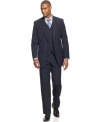 With a modern, dapper edge, this three-piece suit from Sean John ups the style stakes on your dress look.