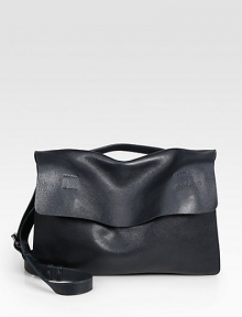Exceptionally sleek and sophisticated portfolio carryall beautifully crafted in subtly textured calfskin leather.Flap, buckle closureAdjustable shoulder strapExterior, interior pocketsFully linedLeather18½W x 12H x 4DImported Exceptionally sleek and sophisticated portfolio carryall beautifully crafted in subtly textured calfskin leather.Flap, buckle closureAdjustable shoulder strapExterior, interior pocketsFully linedLeather18½W x 12H x 4DImported