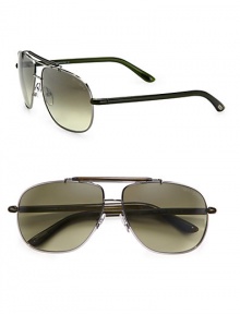 Iconic aviator style crafted in a sleek metal design. Available in shiny gun frames with olive green lenses.Metal100% UV ProtectionMade in Italy Iconic aviator style crafted in a sleek metal design. Available in shiny gun frames with olive green lenses.Metal100% UV ProtectionMade in Italy