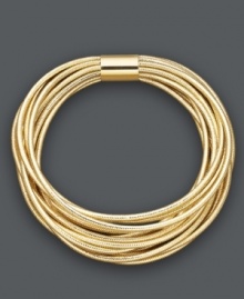 Lovely layers create a luxurious effect. This stunning, multi-strand bracelet features silicone strands combined in a chic stretch design. Bracelet slips over wrist and features 14k gold details. Approximate length: 7-1/2 inches.