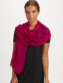 EXCLUSIVELY AT SAKS. A semi-sheer silk chiffon topper.SilkAbout 20 X 86Dry cleanMade in the USA of imported fabric EXCLUSIVELY AT SAKS. A semi-sheer silk chiffon topper.SilkAbout 20 X 86Dry cleanMade in the USA of imported fabric