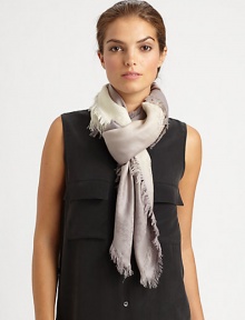 Ultra-soft silk and cotton is knit together to create a plush, dip-dye jacquard wrap.Silk/Cotton28 X 80Dry cleanImported Ultra-soft silk and cotton is knit together to create a plush, dip-dye jacquard wrap.Silk/Cotton28 X 80Dry cleanImported