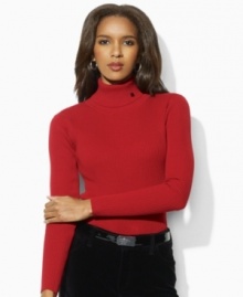 Knit for a feminine fit in soft ribbed cotton, this versatile Lauren by Ralph Lauren turtleneck is a chic seasonal essential.