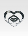 A heart-within-a-heart design handcrafted in France from weighty crystal. 3¾W X 2H Wipe clean Handmade in France 