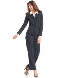 You'll always look stylish in classic pinstripes. Evan Picone's tailored suit is an essential component of any work wardrobe. You'll always look stylish in classic pinstripes. Evan Picone's tailored suit is an essential component of any work wardrobe.