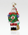 A pleasant reminder of what the holiday season is all about, purchase this hand-painted Santa ornament and a portion of the proceeds will benefit AIDS Awareness. Hand-blownHand-painted5 highMade in Poland
