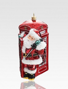Father Christmas takes a trip across the pond in this eye-catching tree-trimmer, rendered in exquisite mouthblown and hand-painted glass.Hand-painted glass6 highImported Father Christmas takes a trip across the pond in this eye-catching tree-trimmer, rendered in exquisite mouthblown and hand-painted glass.Hand-painted glass6 highImported