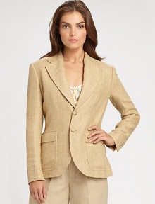 A luxurious combination of linen, silk and wool gives this classic herringbone jacket with a lean fit, must-have status.Notched collarLong sleevesButton frontPatch pocketsBack yokeBack ventAbout 26 from shoulder to hem76% linen/18% silk/6% woolDry cleanImported Model shown is 5'9½ (176cm) wearing US size 4. A luxurious combination of linen, silk and wool gives this classic herringbone jacket with a lean fit, must-have status.Notched collarLong sleevesButton frontPatch pocketsBack yokeBack ventAbout 26 from shoulder to hem76% linen/18% silk/6% woolDry cleanImported Model shown is 5'9½ (176cm) wearing US size 4.