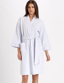 EXCLUSIVELY AT SAKS. Wrap yourself in this textured design for essential comfort.Front pockets Self belt 60% cotton/40% polyester Machine wash Imported