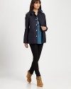 A signature Burberry Brit style made from lightweight nylon and featuring a check under-collar detail.Collar neckLong sleevesButton frontBack yokeBack center seamFully linedAbout 25 from shoulder to hemNylonDry cleanImported Model shown is 5'9½ (176cm) wearing US size Small. OUR FIT MODEL RECOMMENDS ordering true size. 