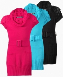 A snug fit on this Planet Gold sweater dress makes it a sweet complement to her dressy style. A snug fit on this Planet Gold sweater dress makes it a sweet complement to her dressy style.