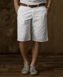 Rooted in the classics, a durable cotton chino short is faded and frayed to perfection for the timeworn quality of a vintage favorite.