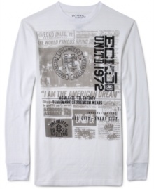 Stop the presses and check out the headlines with this graphic long sleeve thermal t-shirt by Ecko Unltd.