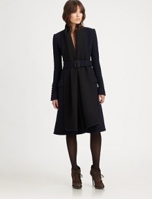 Guaranteed to turn heads, this wool coat features a waist-defining belt and flattering fit.Belted styleLong sleevesFlap pocketsBack ventFully linedAbout 40 from shoulder to hemWoolDry cleanMade in Italy of imported fabric Model shown is 5'9½ (176cm) wearing US size 4. Guaranteed to turn heads, this wool coat features a waist-defining belt and flattering fit.Belted styleLong sleevesFlap pocketsBack ventFully linedAbout 40 from shoulder to hemWoolDry cleanMade in Italy of imported fabric Model shown is 5'9½ (176cm) wearing US size 4.