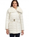 THE LOOKRabbit fur flap collarZip frontBelted waistDual zip pocketsTHE FITAbout 28 from shoulder to hemTHE MATERIALShell: polyesterFill: goose down/feathersFur: dyed rabbit furCARE & ORIGINDry cleanFur origin: ChinaImportedModel shown is 5'9 (175cm) wearing US size Small. 