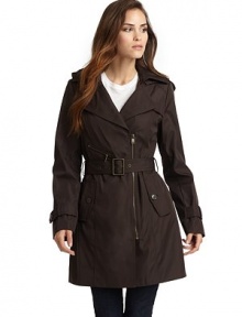 THE LOOKRemovable hood with buttonsNotched collarAsymmetrical front zipper with concealed button frontChest zip pocketDual button flap pocketsRemovable buckled beltLong sleeves with belted cuffsCenter back ventZip-out padded liningTHE FITAbout 33 from shoulder to hemTHE MATERIALShell: polyesterFill: polyesterLining: polyesterCARE & ORIGINJacket: dry cleanLining: machine washImportedModel shown is 5'10 (177cm) THE LOOKRemovable hood with buttonsNotched collarAsymmetrical front zipper with concealed button frontChest zip pocketDual button flap pocketsRemovable buckled beltLong sleeves with belted cuffsCenter back ventZip-out padded liningTHE FITAbout 33 from shoulder to hemTHE MATERIALShell: polyesterFill: polyesterLining: polyesterCARE & ORIGINJacket: dry cleanLining: machine washImportedModel shown is 5'10 (177cm)