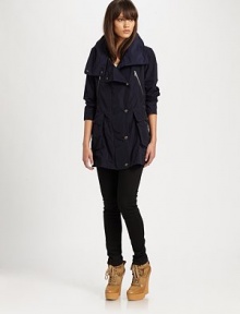 Rain or shine, this jacket features an oversized collar and convenient pockets for an undeniably stylish look.Oversized collarLong sleevesZip and patch pocketsSnap frontBack yokeAbout 28 from shoulder to hemPolyesterHand washImported Model shown is 5'9½ (176cm) wearing US size 4. Rain or shine, this jacket features an oversized collar and convenient pockets for an undeniably stylish look.Oversized collarLong sleevesZip and patch pocketsSnap frontBack yokeAbout 28 from shoulder to hemPolyesterHand washImported Model shown is 5'9½ (176cm) wearing US size 4.
