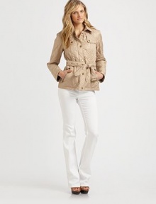 This quilted design with a hint of sheen creates an elegant, everyday look with mass appeal.Collar neckEpaulettesGunflapsButton frontSelf beltZip pocketsBack seamsFully linedAbout 23 from shoulder to hemPolyesterDry cleanImported Model shown is 5'11 (180cm) wearing US size Small. OUR FIT MODEL RECOMMENDS ordering true size. This quilted design with a hint of sheen creates an elegant, everyday look with mass appeal.Collar neckEpaulettesGunflapsButton frontSelf beltZip pocketsBack seamsFully linedAbout 23 from shoulder to hemPolyesterDry cleanImported Model shown is 5'11 (180cm) wearing US size Small. OUR FIT MODEL RECOMMENDS ordering true size.